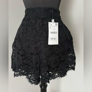 NWT Zara Collection Black Lace High-Waist Short